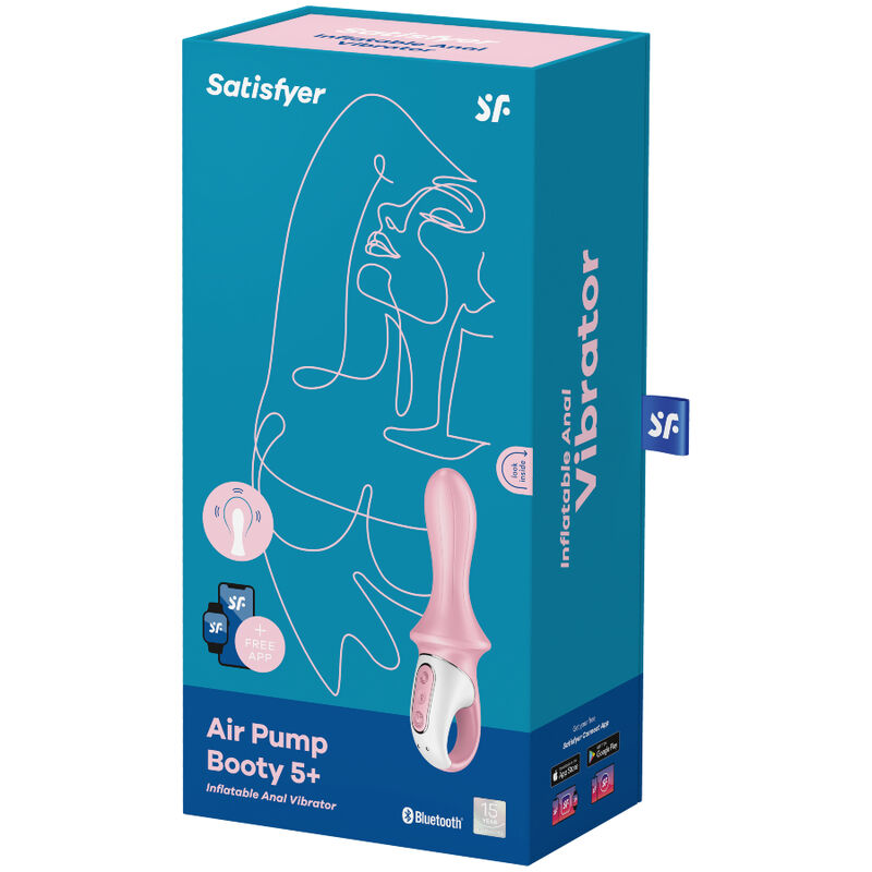 SATISFYER - AIR PUMP BOOTY 5+ VIBRATEUR ANAL GONFLABLE ROSE – Image 4
