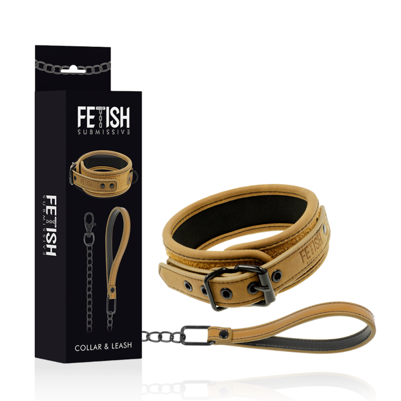 FETISH SUBMISSIVE ORIGIN - COLLIER CHAÎNE DOUBLÉE DE NÉOPRÈNE