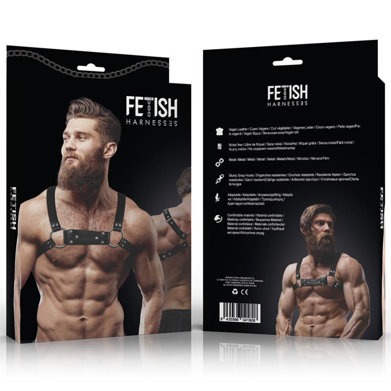 FETISH SUBMISSIVE ATTITUDE - HARNAIS DE POITRINE BULLDOG EN CUIR ÉCOLOGIQUE POUR HOMMES TAILLE M/L – Image 2