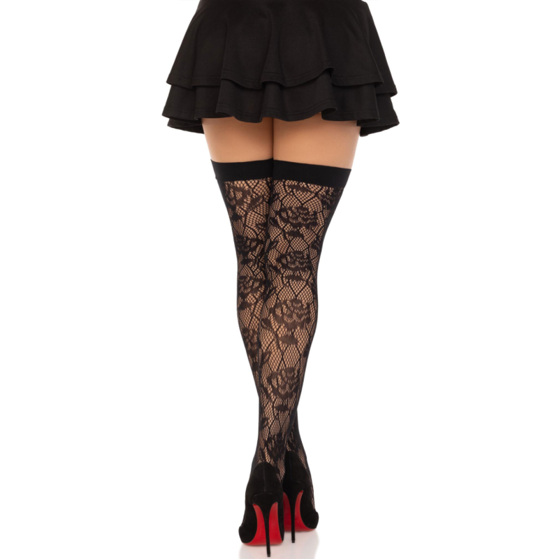 LEG AVENUE - STOCKS NET DE ROSES SAUVAGES NOIR – Image 2