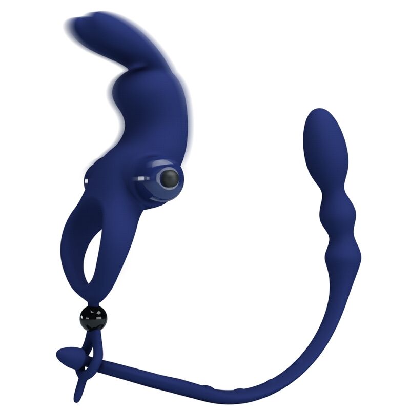 PRETTY LOVE - AYAD ANNEAU VIBRATEUR LAPIN AVEC PLUG BLEU – Image 3