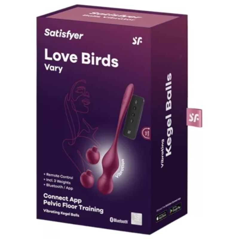 SATISFYER - LOVE BIRDS VARY BALLES VIBRANTES APPLICATION GRATUITE VIN ROUGE – Image 5