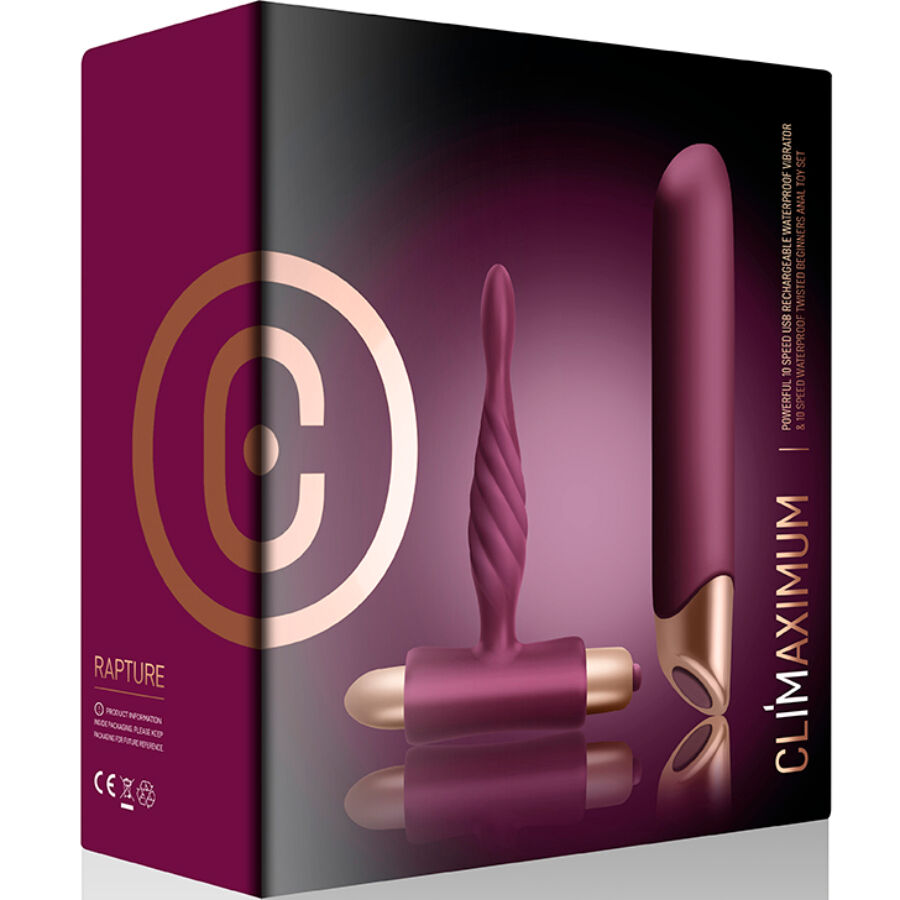 CLIMAXIMUM - KIT RAPTURE VIBRATEUR CLASSIQUE + PLUG ANAL DÉBUTANT – Image 4