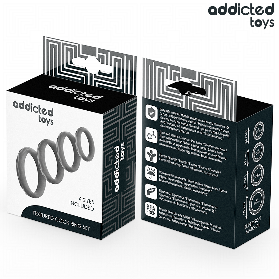 ADDICTED TOYS - ENSEMBLE DANNEAUX PÉNIS TEXTURÉS, 4 TAILLES – Image 3