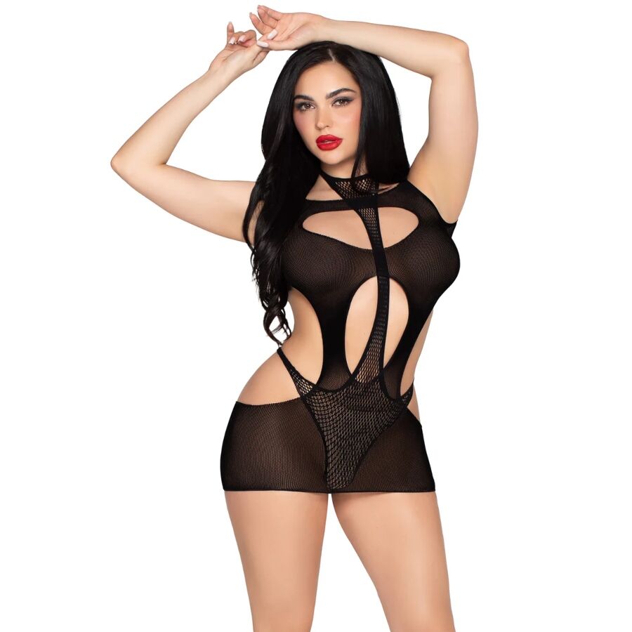LEG AVENUE - 81680 ROBE MINI OPAQUE ET DÉBARDEUR DOS NU NOIR - TAILLE UNIQUE – Image 2
