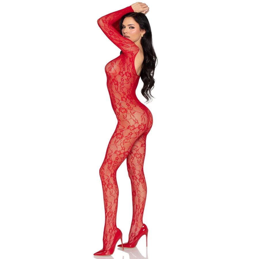 LEG AVENUE - 89366 LINGERIE EN DENTELLE BODYSTOCKING ROUGE - TAILLE UNIQUE – Image 4