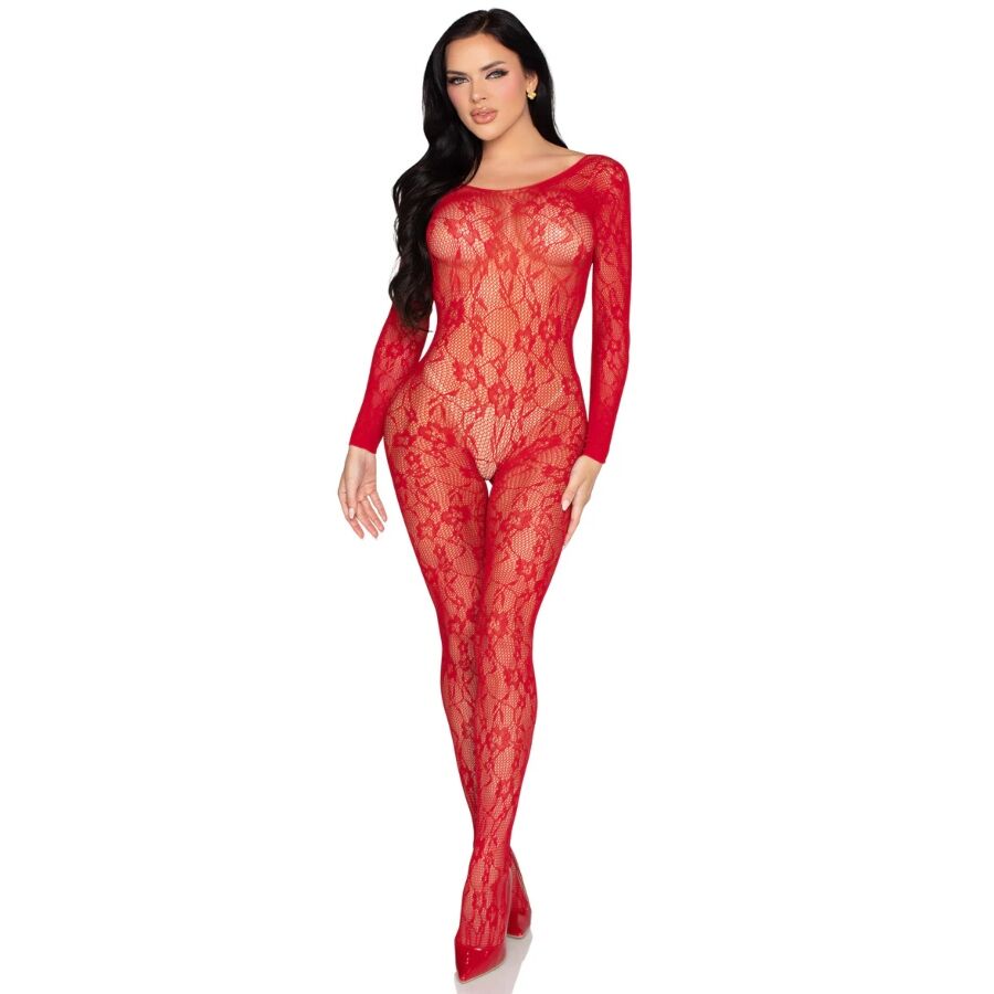 LEG AVENUE - 89366 LINGERIE EN DENTELLE BODYSTOCKING ROUGE - TAILLE UNIQUE – Image 2
