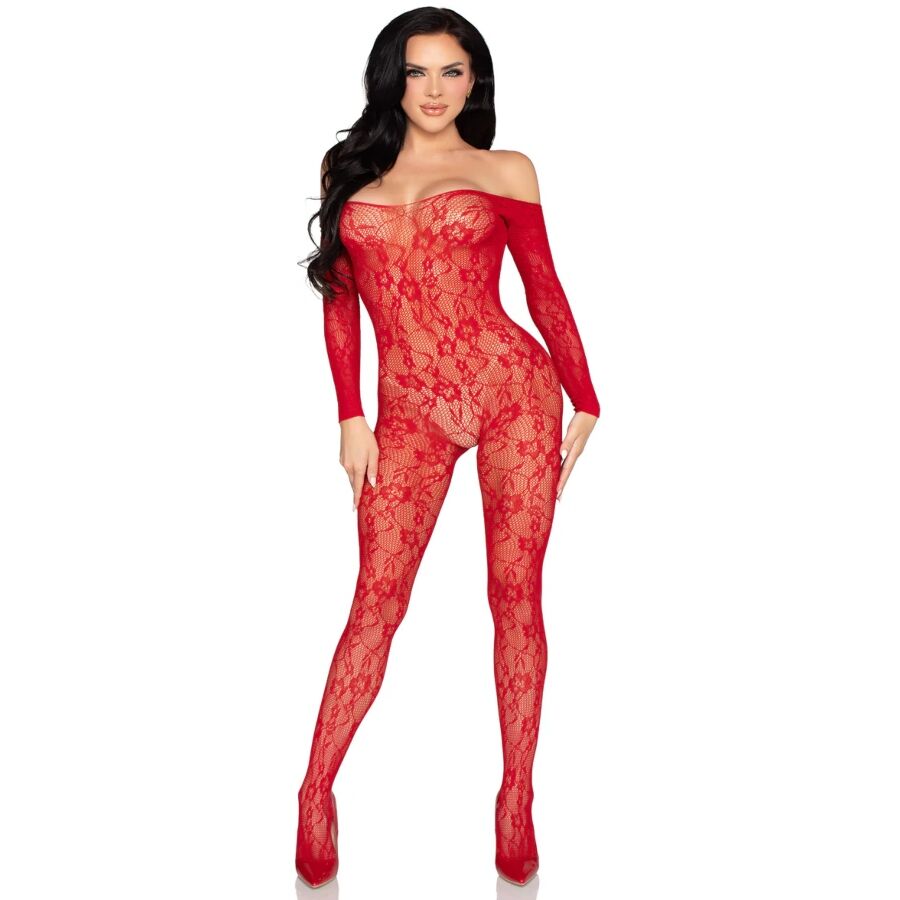 LEG AVENUE - 89366 LINGERIE EN DENTELLE BODYSTOCKING ROUGE - TAILLE UNIQUE – Image 5