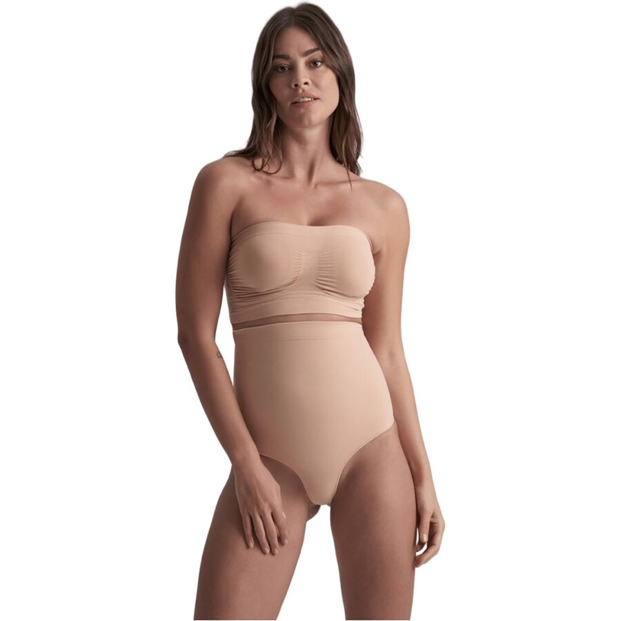 BYE-BRA - TANGA DE TALLE ALTO SIN COSTURAS BEIGE TALLA S – Image 2