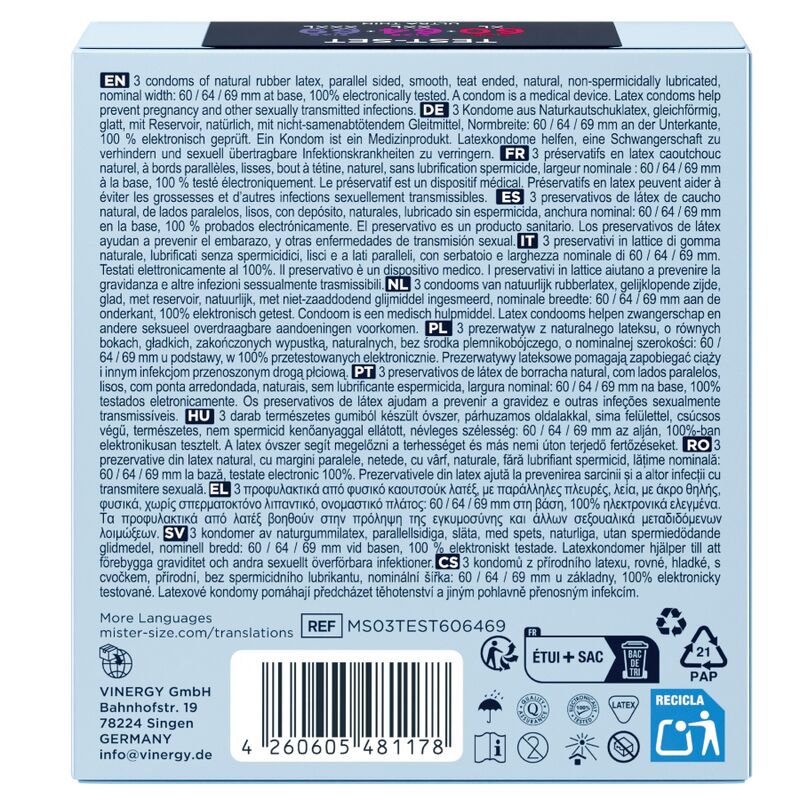 MISTER SIZE - PACK ÉCHANTILLON DE PRÉSERVATIFS TAILLE 60-64-69 MM (3 UNITÉS) – Image 4