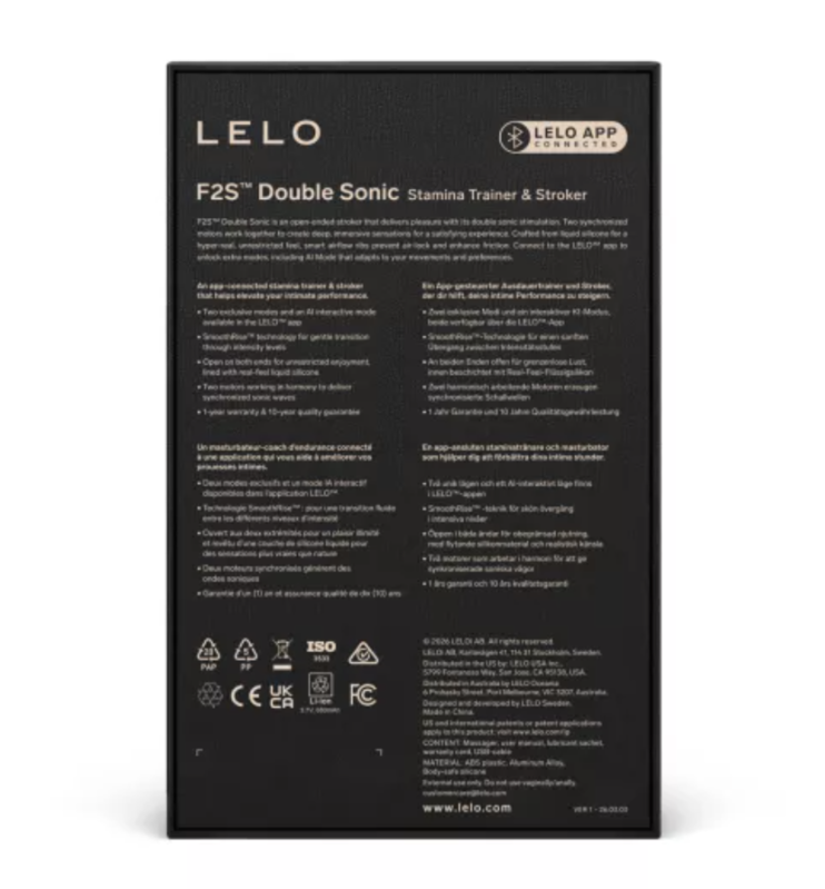 LELO - F2S DOUBLE SONIC STROKER MÂLE AVEC DOUBLE STIMULATION SONIQUE ROUGE – Image 4