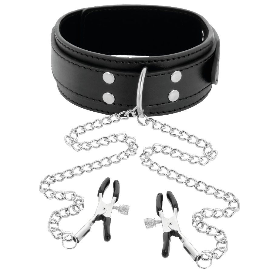 DARKNESS - COLLIER AVEC PINCES NIPPLE NOIR – Image 2