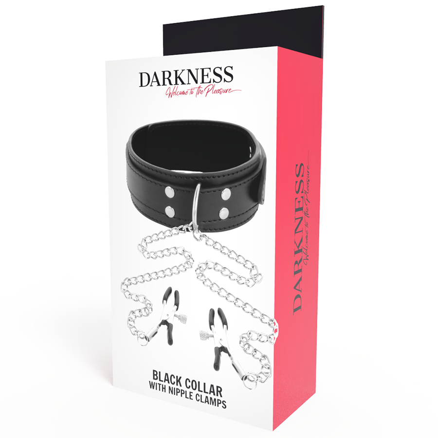 DARKNESS - COLLIER AVEC PINCES NIPPLE NOIR – Image 4